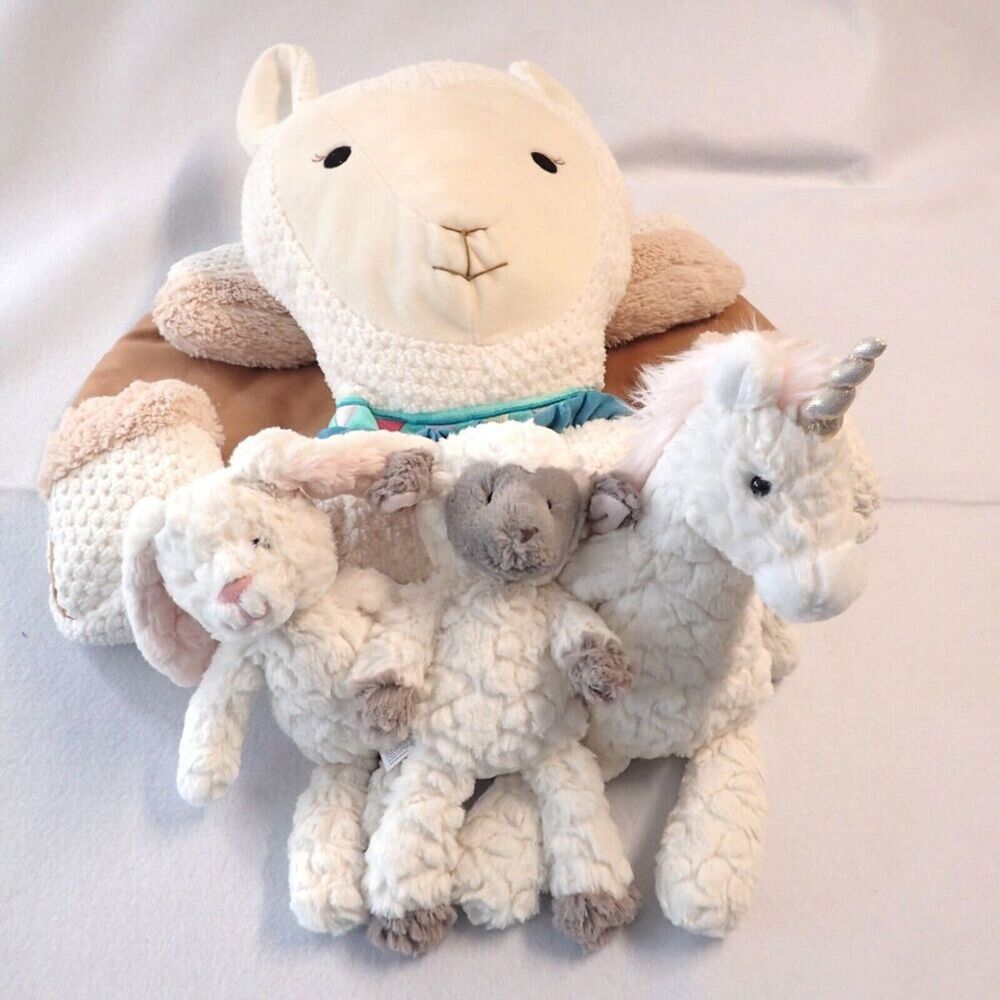 Mary Meyer Toy Lot 3 Plush Dolls + Lily Llama Baby Mat 31 X 23"